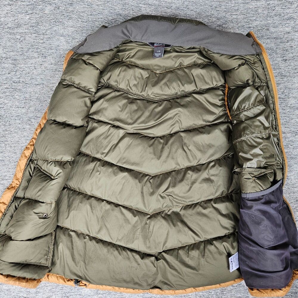 Outdoor Research Goose Down Puffy 2 Tone Vest Men's Size Large Mustard/Olive - Picture 3 of 12